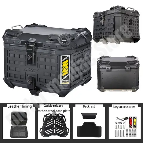 45L/55L 오토바이 알루미늄 테일 박스 휴대용 및 빠른 분해 핸드 헬드 베이스 플레이트 전기 자동차 용 블랙 트렁크