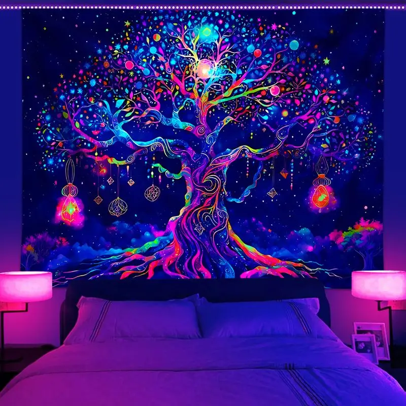 VIKAMA Gamepad Neon Graffiti Tapestry, Cool Wall Hanging Background Cloth for Gaming Living Room Decor