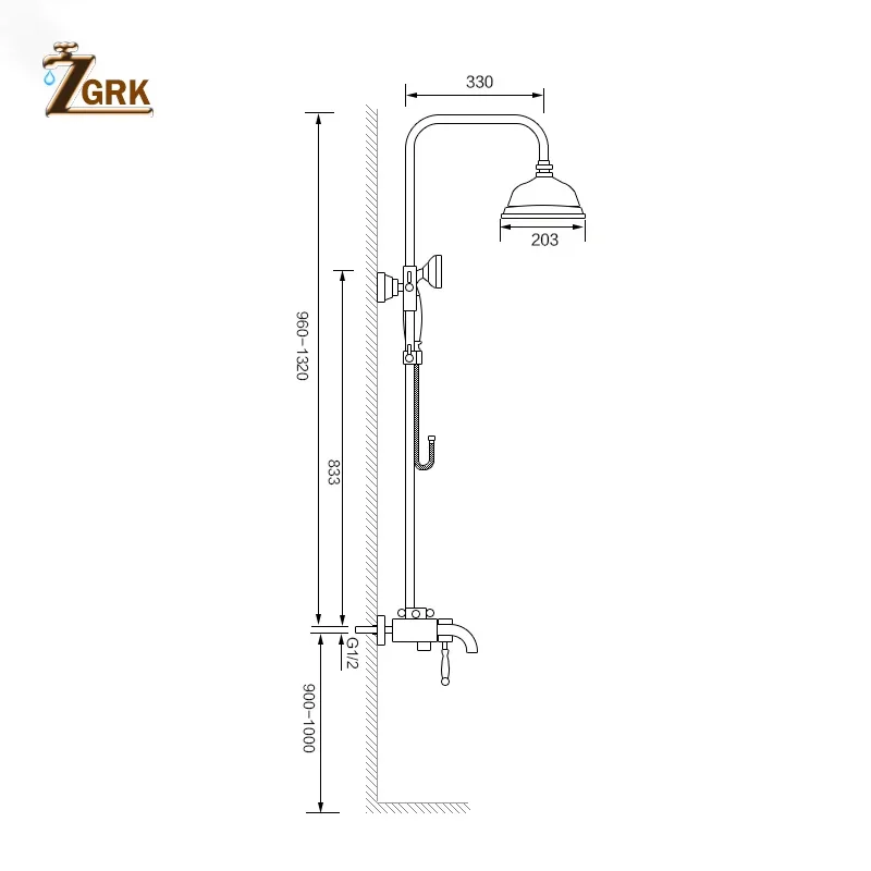 Imagem -05 - Zgrk-antique Brass Bath Shower System Grupo Torneira do Banheiro Chuva com Cabeça de Pulverização Europa Bronze Tap