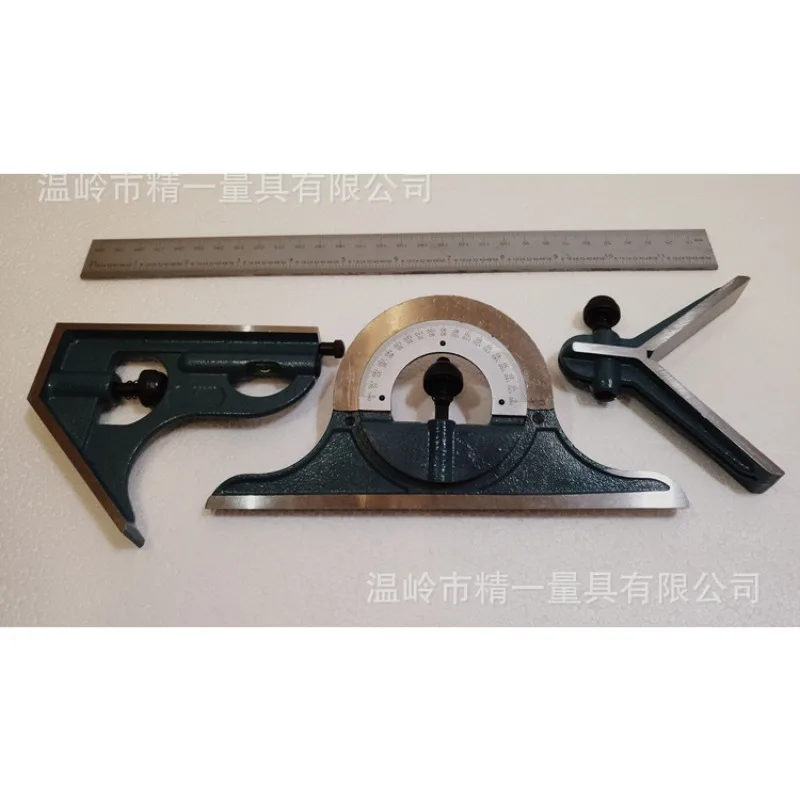 45# High‑Carbon Steel Angle Finder Universal Protractor 0‑180° Woodworking 4‑Pcs Combination Square Measuring Tool Set