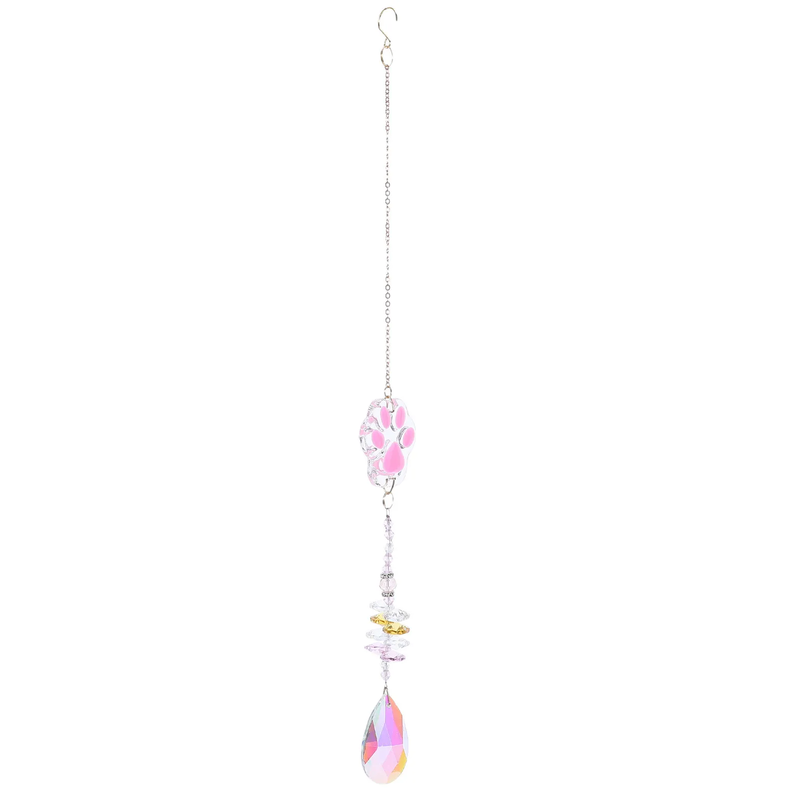Pet Memorial Wind Chimes Dog Cat Paw Crystal Suncatcher Pink Garden Patio Outdoor Pet Loss Sympathy Gift Rainbow Prism Paw Print