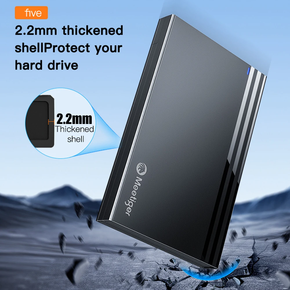 Meetiger 2.5 Inch External Hard Drive SATA SSD Hard Drive Case 5/6Gbps Speed Type-C HDD Case Adapter Mobile External Housing