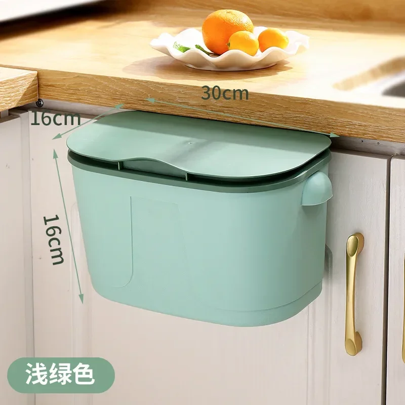 Kitchen Trash Can Wall Mounted Cabinet Door Garbage Cans Recycling Garbage Basket Bathroom Hanging Rubbish Bin with Lid Dustbin