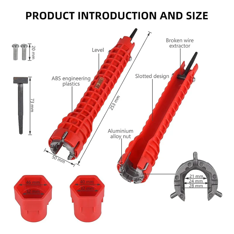 【Today-Only!】2X 14 In 1 Multifunctional Sink Faucet Installation Tool,Multifunctional Sink Faucet Installation Tool,Sink Knob To