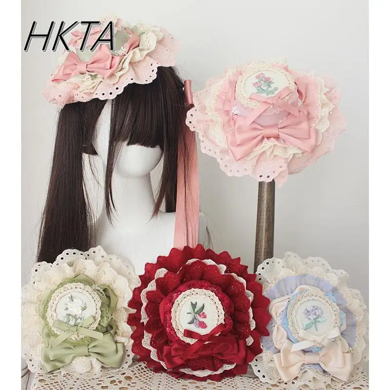 

Elegant and Sweet Handmade Mass Produced Top Hat Lolita Girl Hair Accessories Lace Bow Versatile Purple Hair Clip New Headwear
