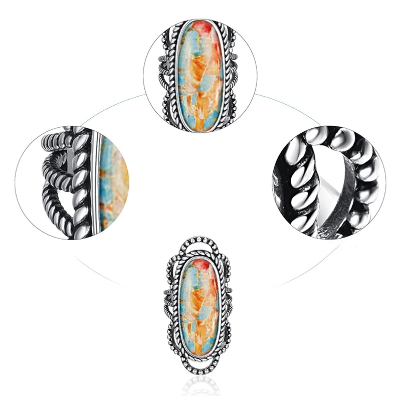 Chic Antique Silver Personalized Oval Sticker Ring, Unisex