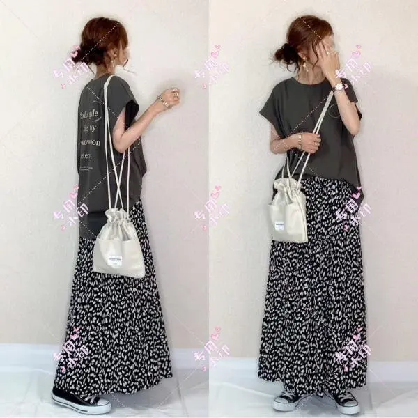 

Japan Style Mid-long Length T Shirt + Loose Skirt Two-piece Set Women Summer New 2023 Korean Style Fashion Casual Women Suits