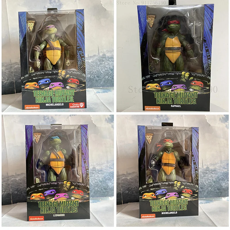 Película de 1990, figura de acción de NECA, Tortugas Ninja Mutantes, Raphael, Donatello, Michelangelo, Leonardo, trituradora Krang, figuras de juguete.
