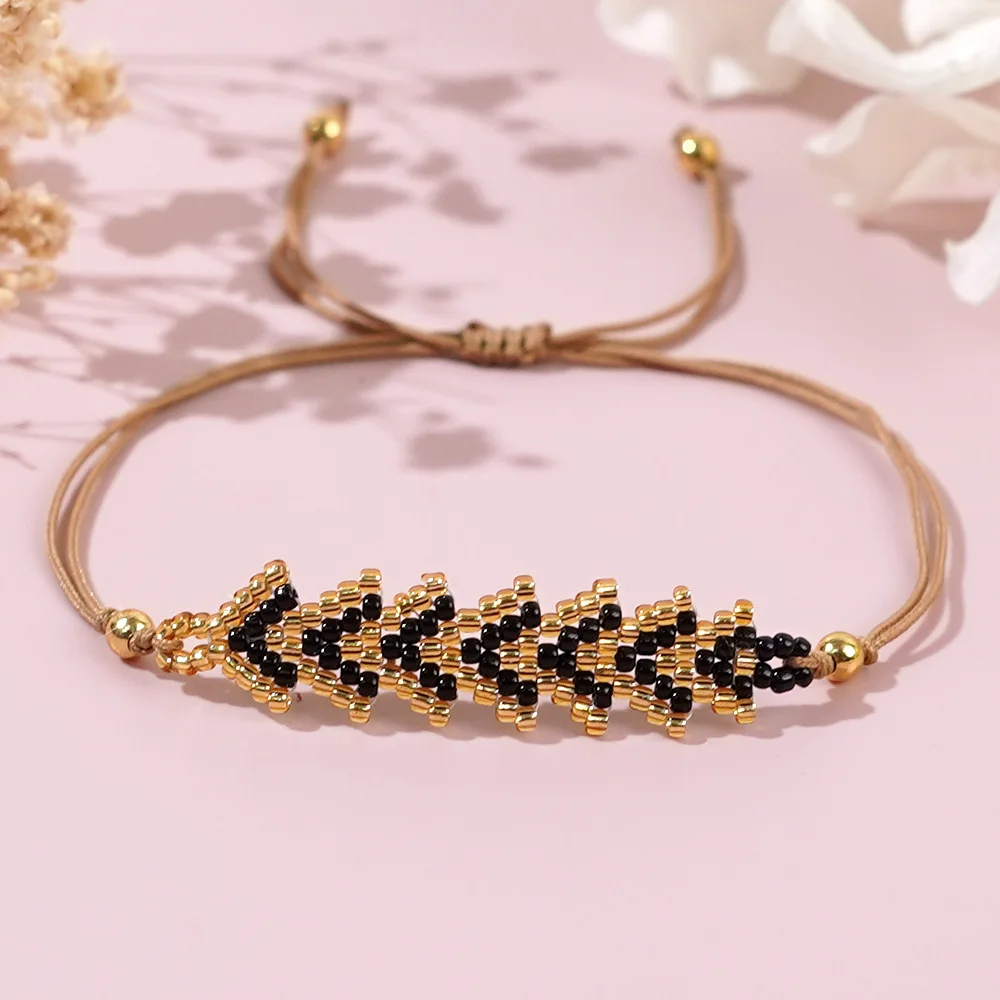 Gelang Manik Beras Panah Pelangi Bohemia Desain Orisinalitas Rajutan Tangan Gelang Manik-manik Wanita Sederhana Modis Dapat Disesuaikan