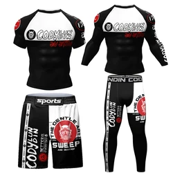 Nowe ubrania Boxeo Jiu Jitsu koszulki MMA z Rashguard zestawy spodenki Muay Thai mężczyzn bokserski brazylijski strój sportowy z grapplingiem