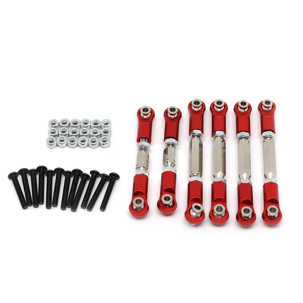 E-Star Hub Tie Rod Steering Metal Linkage Combo Kit for 1/10 ARRMA Shengtang Giant Stone Wotex Small Typhoon Granite Blue/Red
