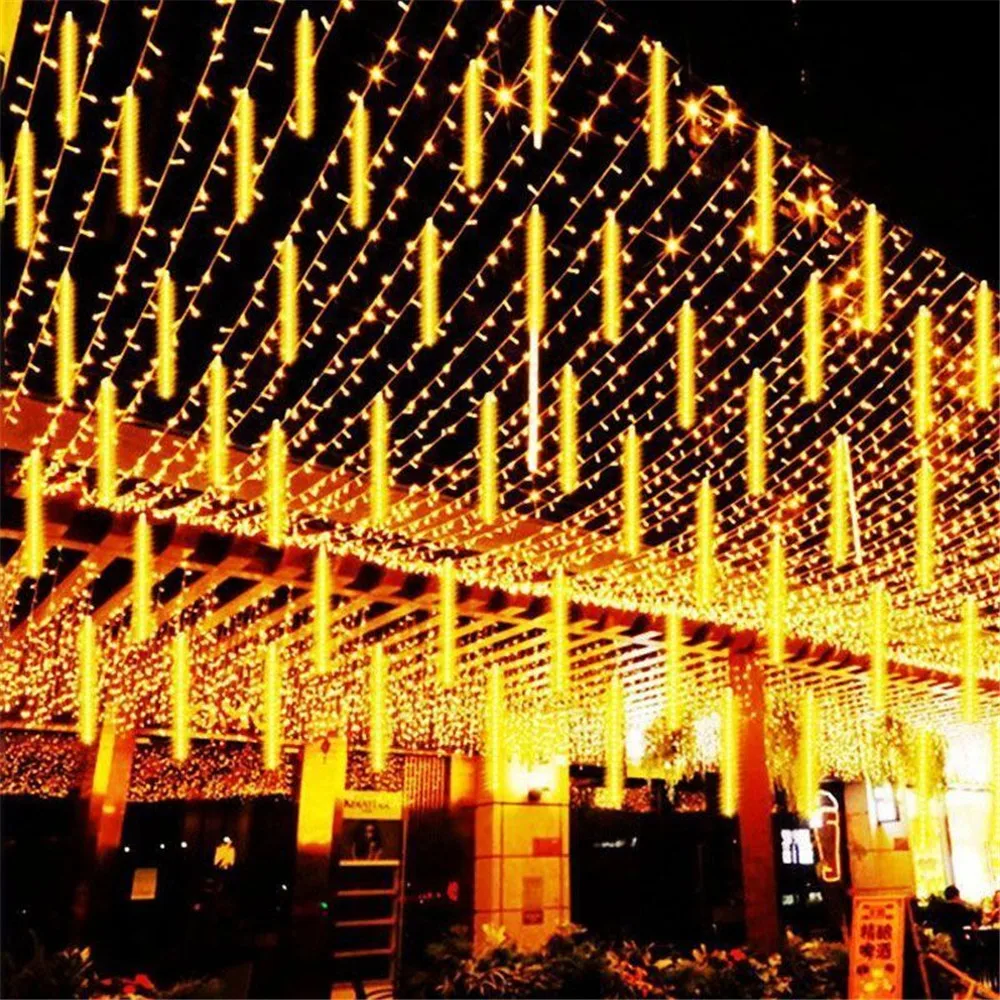 

30/50cm LED String Light Outdoor 8 Tube Meteor Shower Rain Festoon Street New Year 2025 Christmas Tree Xmas Wedding Decoration