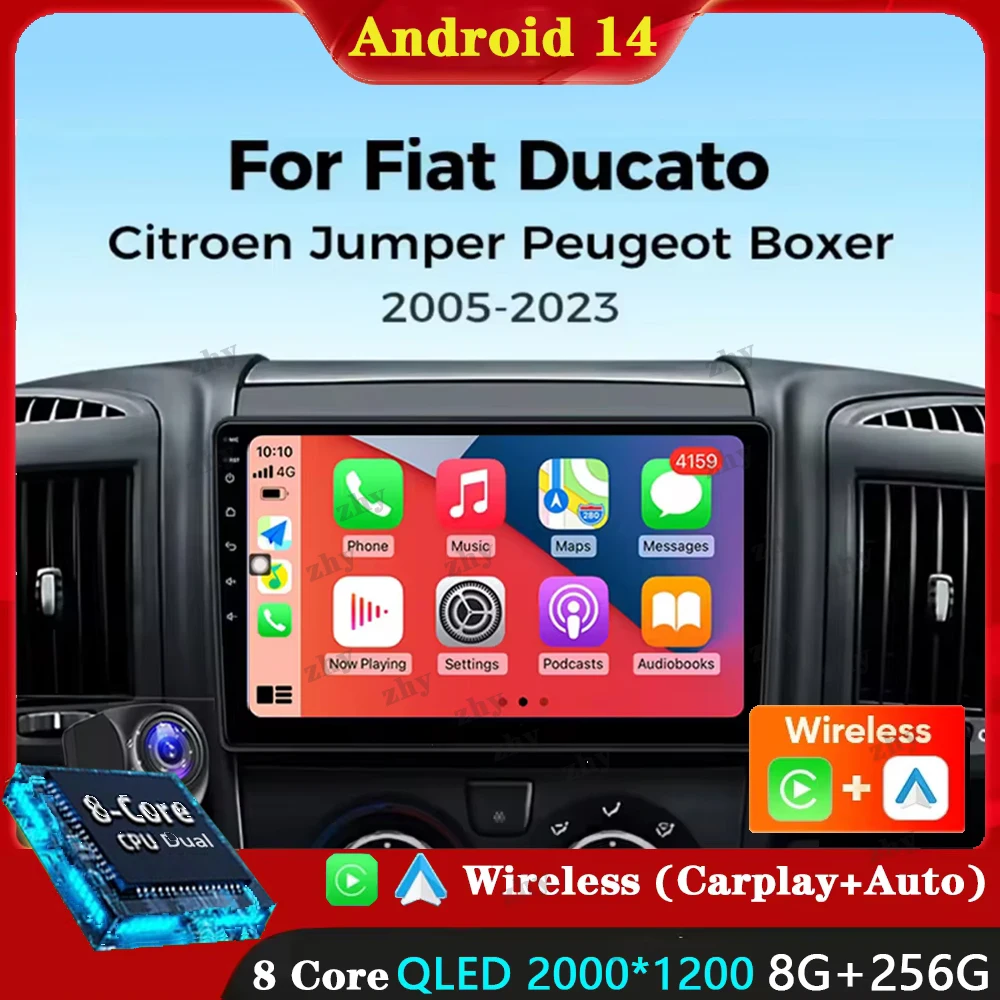 Android 14 Car Radio For Fiat Ducato 2005-2023 Citroen Jumper Peugeot Boxer 2011-2015 Auto Carplay 2 din Autoradio Multimedia 4G