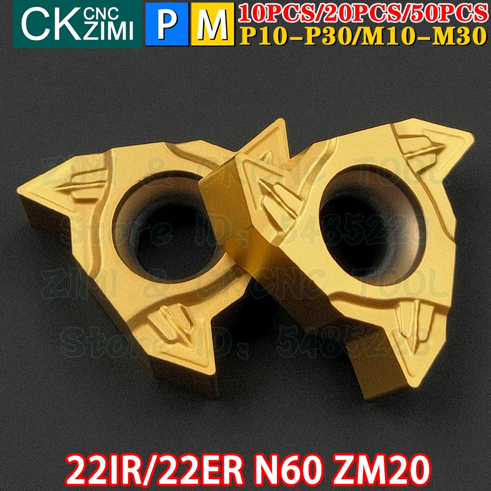 22IR N60 ZM20 22ER N60 ZM20 Carbide Inserts Internal External Thread Threaded Turning Inserts Tools CNC Metal Lathe Cutter Tools