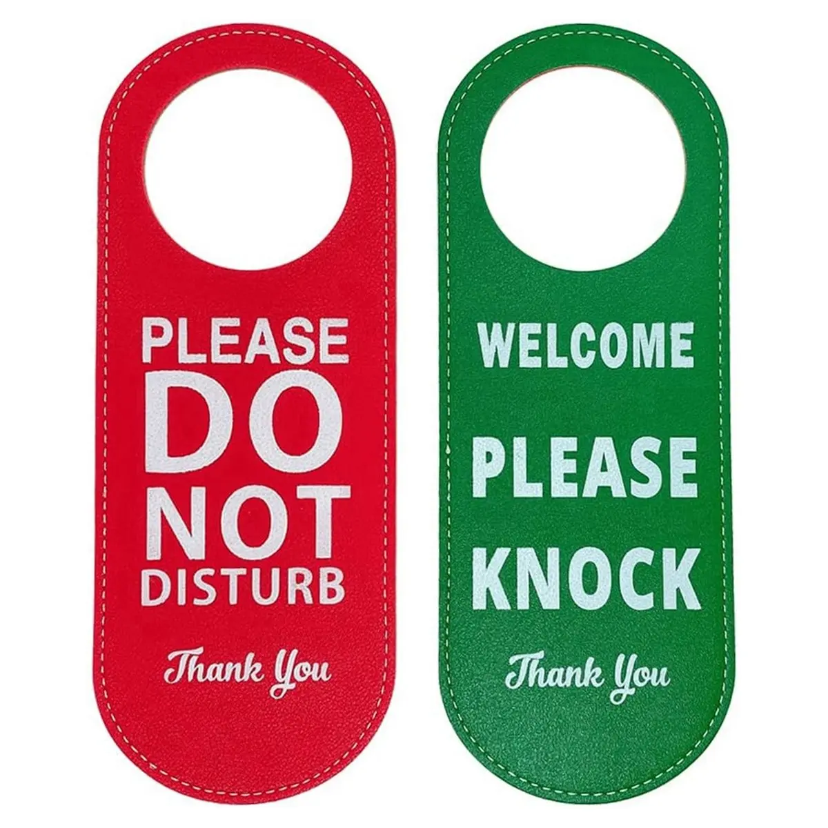 Best sales 2026 2pcs PU Leather Door Hanger Signs for Privacy in , Home, and Hotels (Red+Green)