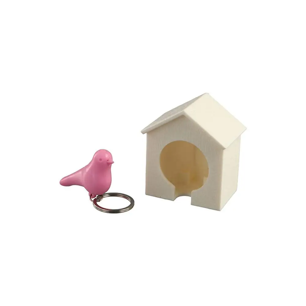 Likable Plastic Sparrow Key Holder Birdhouse Shape Decorative Sparrow House Keychain Wall Mounted Bird Whistle Key Hanger Wall