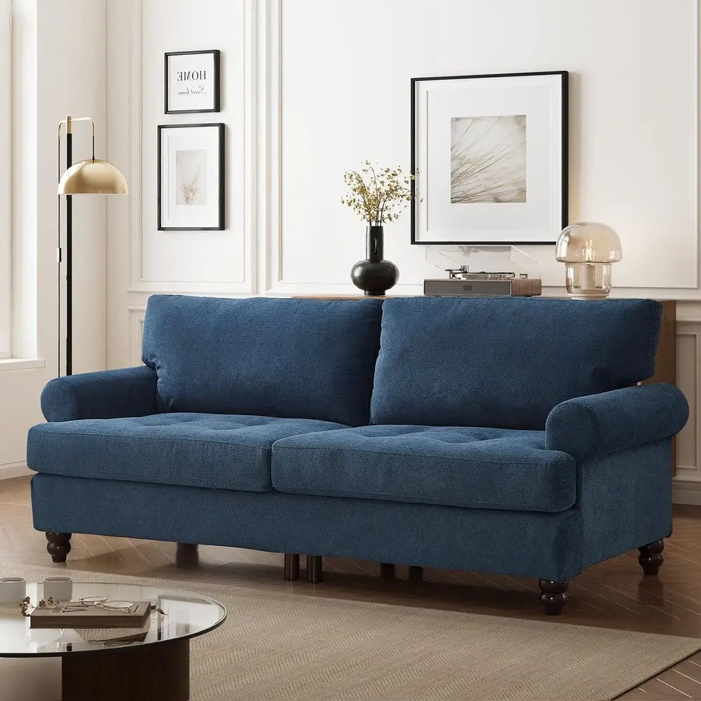 

Rolled Arm Sofa Couch with Storage, Mid Century Modern Decor Loveseat Couches for Living Room, Button Tufted Upholstered Small
