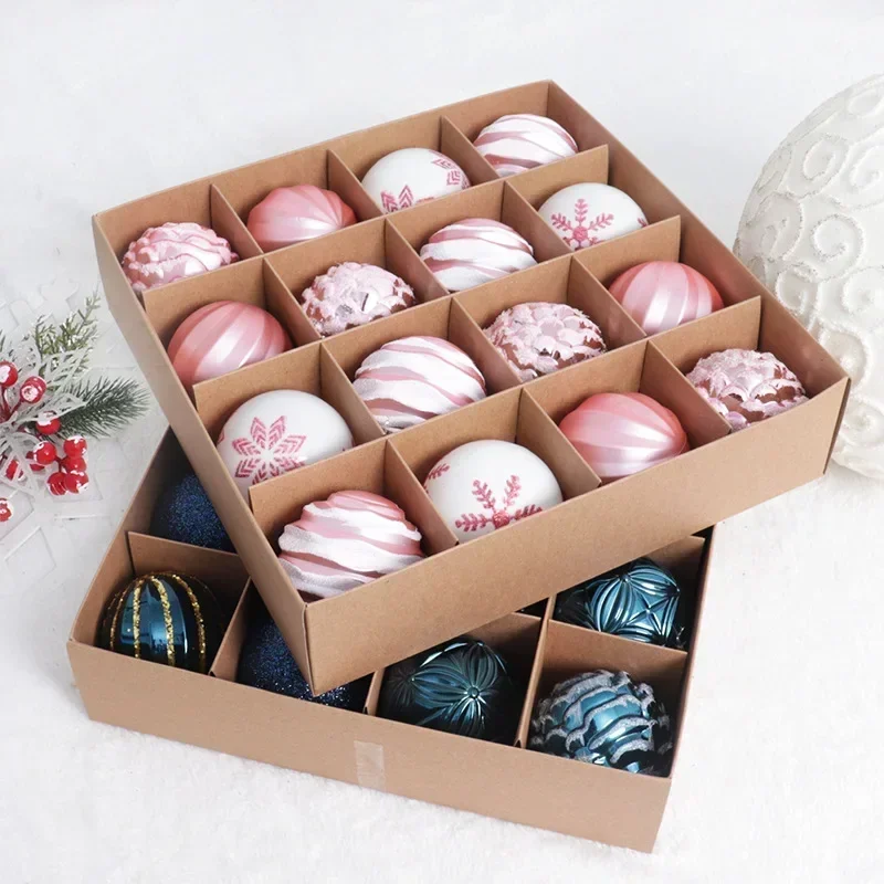 Christmas Ball Decoration 6cm 16pcs Pink White Red Baubles Christmas Tree Hanging Pendant For 2025 Home Navidad Noel Xmas Party