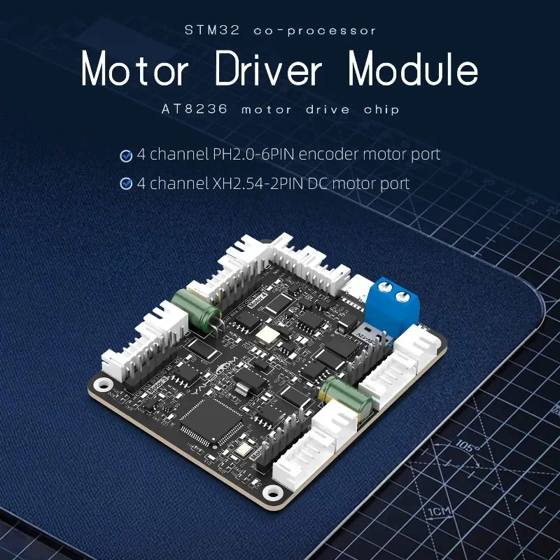Yahboom 4-Channel Encoder Motor Driver Module with Onboard Voltage Regulation Circuit for DIY Small Robot Car Electronic Project