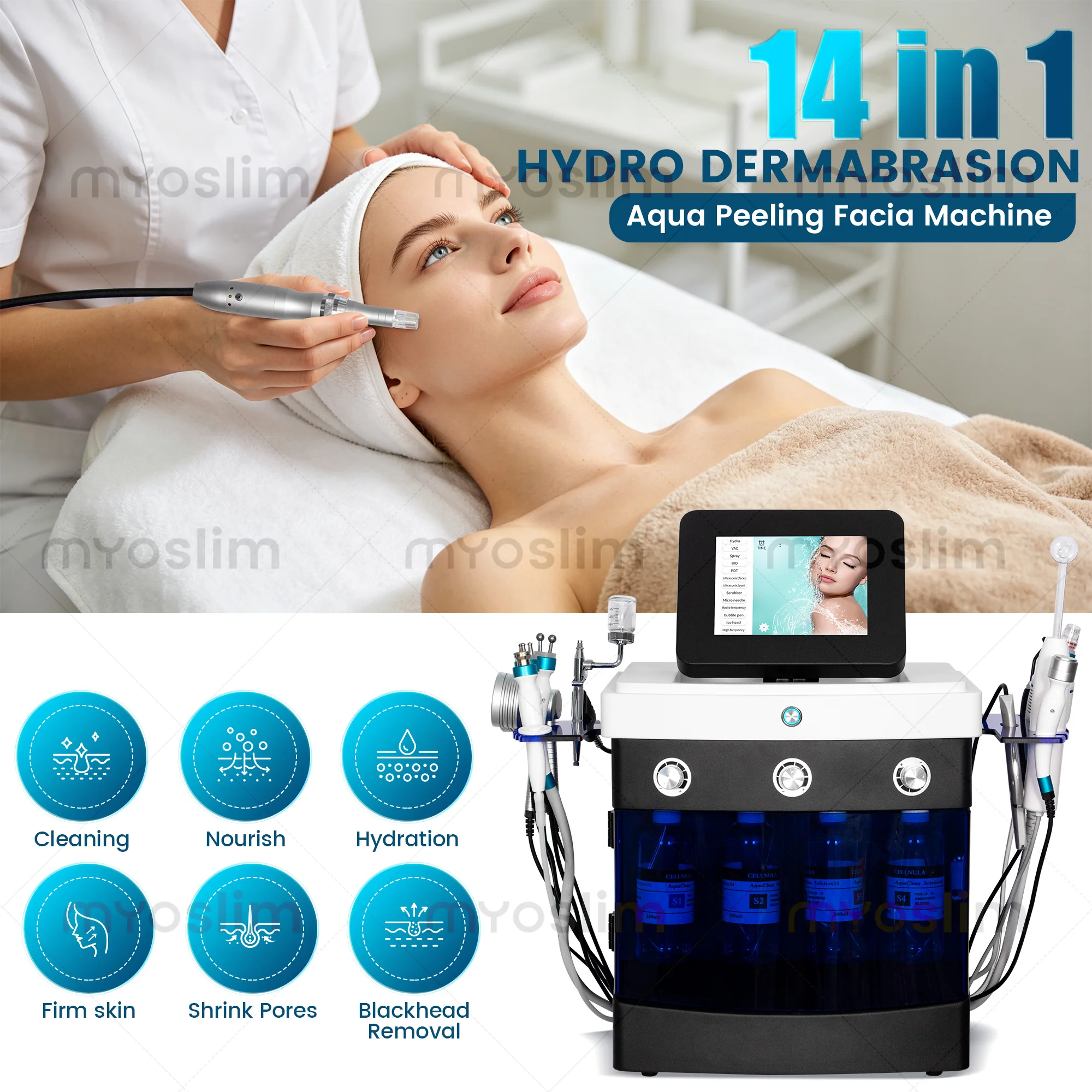 14 in 1 Hydro Beauty Skin Care Master Machine Deep Cleaning Blackhead Removal Skin Firming Brightening Shrink Pores Device