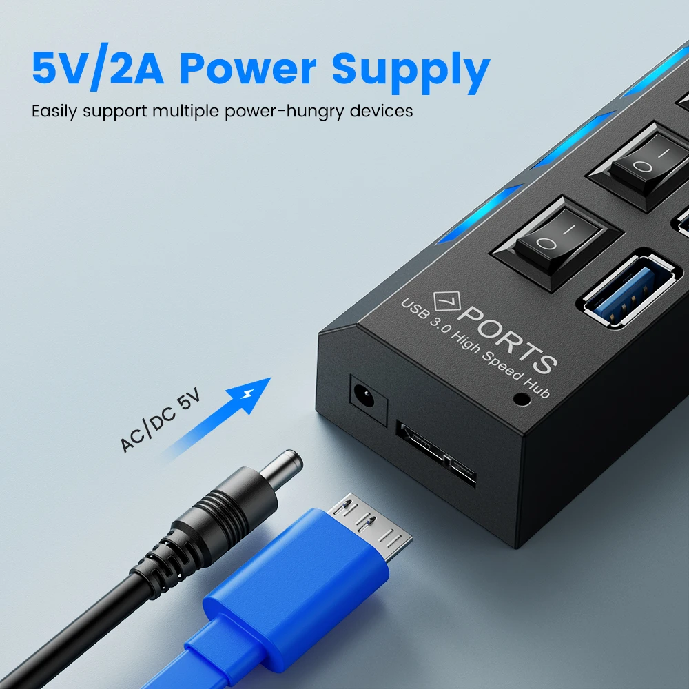 Usb Hub 3 0 Usb Splitter Usb kilka portów Hub 3.0 Multi Usb Extensor wielokrotny przełącznik Extender 2.0 Hub z zasilaczem na PC