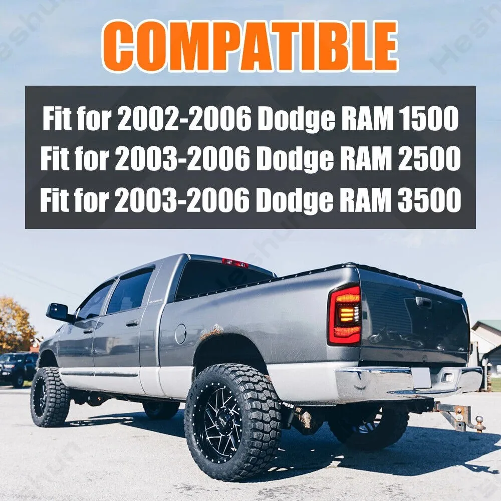 2 Pieces For Dodge RAM 1500 2500 3500 2002 2003 2004 - 2006 LED Tail Lights Assembly Taillamp Taillight Rear Brake Lamps Pickup