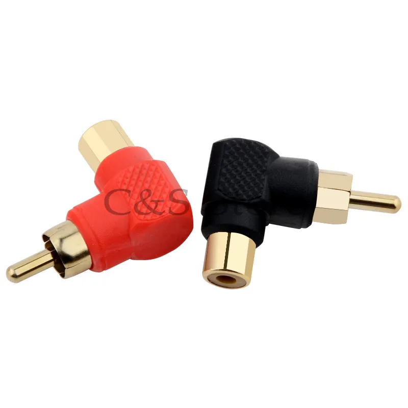 2pcs 90 Degree RCA Right Angle Connector Plug Adapters Male To Female M/F 90 Degree Elbow Audio Adapter