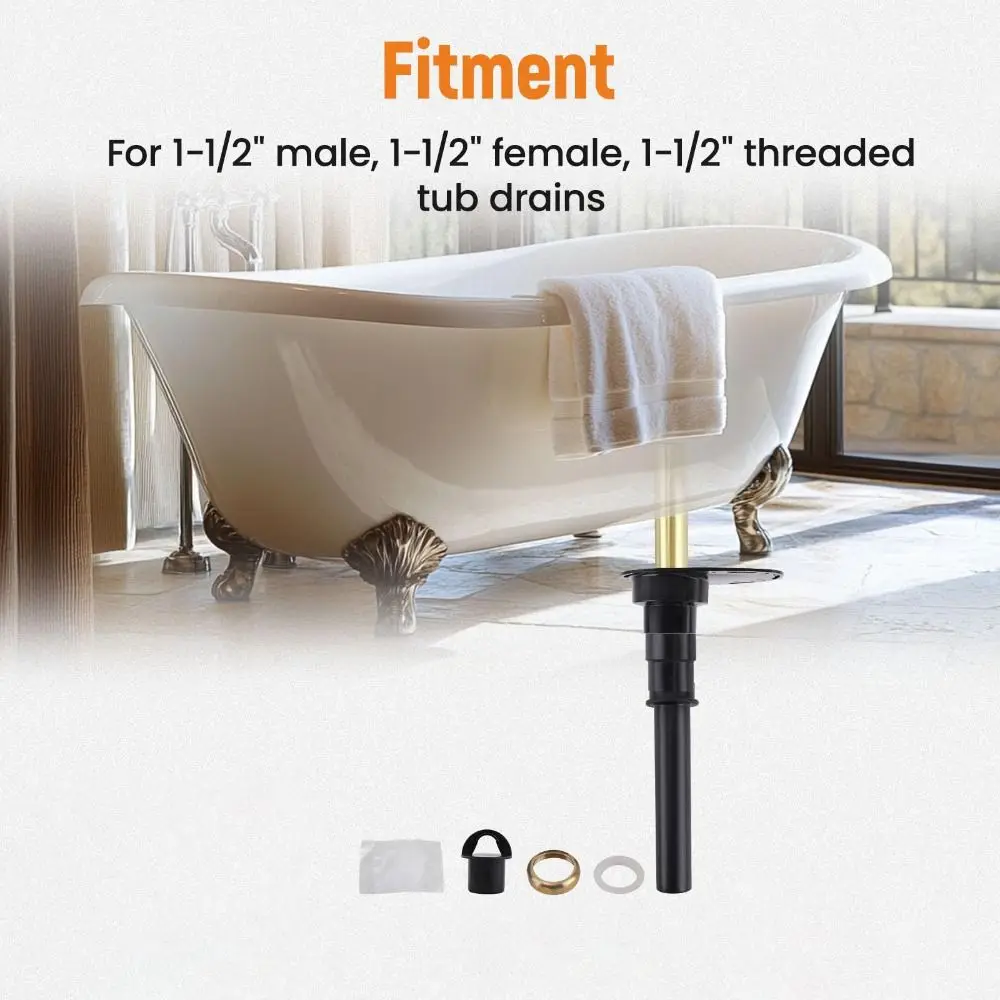 

Stainless Steel Freestanding Tub Drain Kit Durable Resistant Freestanding Bathtub Drain Brass Fast Freestanding Tub Drain