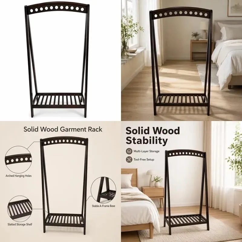 Wholesale Modern Simple Solid Rubber Wood Floor Multi-layer Hanger 175cm Bedroom Corridor Rack