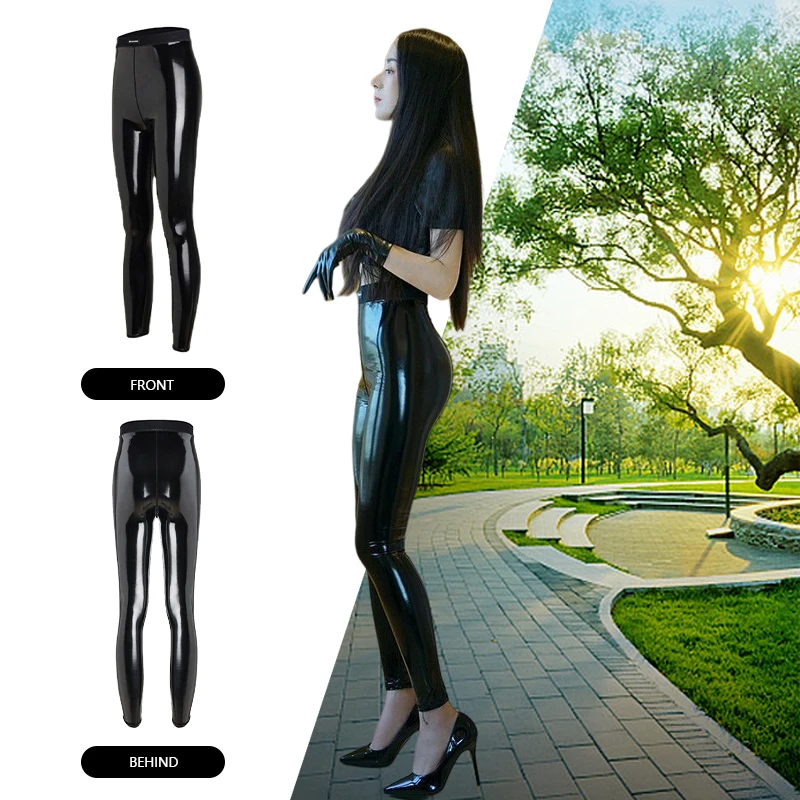 Phụ Nữ Sáng Bóng Quần Legging Bằng Sáng Chế Da Gợi Cảm Quần Bút Chì Wet Look Da PU Quần Legging Thon Gọn Cao Cấp Quần Skinny Đáy