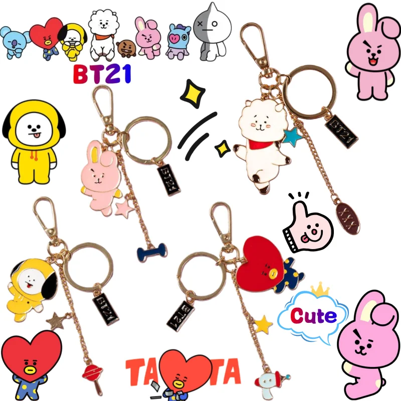 

Брелок BT21 Cooky Tata Chimmy: креативный, высококачественный, с принтом аниме-персонажей, милый, для мальчиков и девочек, подвеска для школьного рюкзака