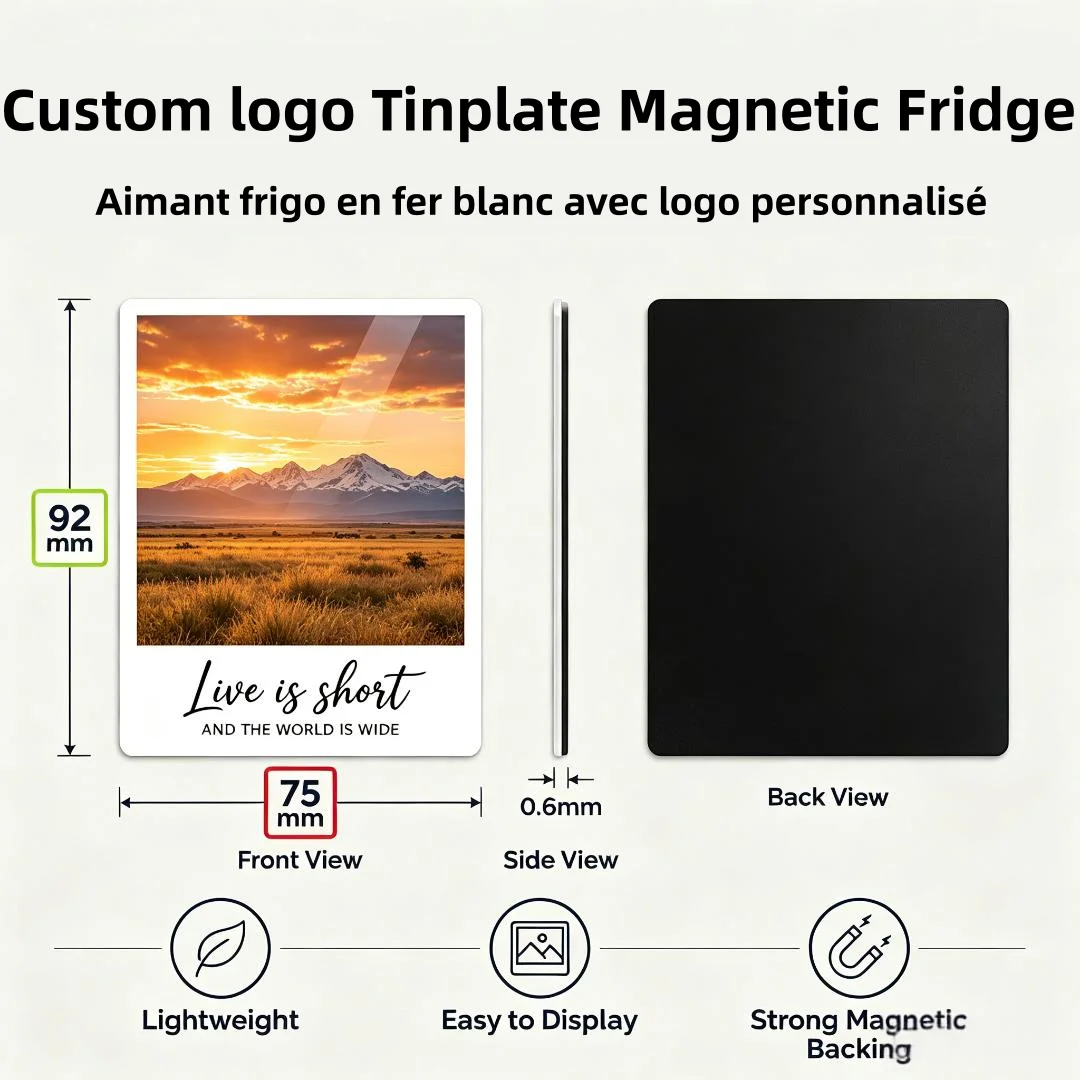 Custom Design Logo Photo Souvenir Sublimation Fridge Magnets with Printed Tinplate Aluminum Alloy Fridge Magnet Tourist Souvenir