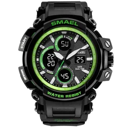 Fashion Smael Top Brand Men New Dual Time Display Male Clock Waterproof Shock Resistant Digital 1708 Military Sport Wrist Watch