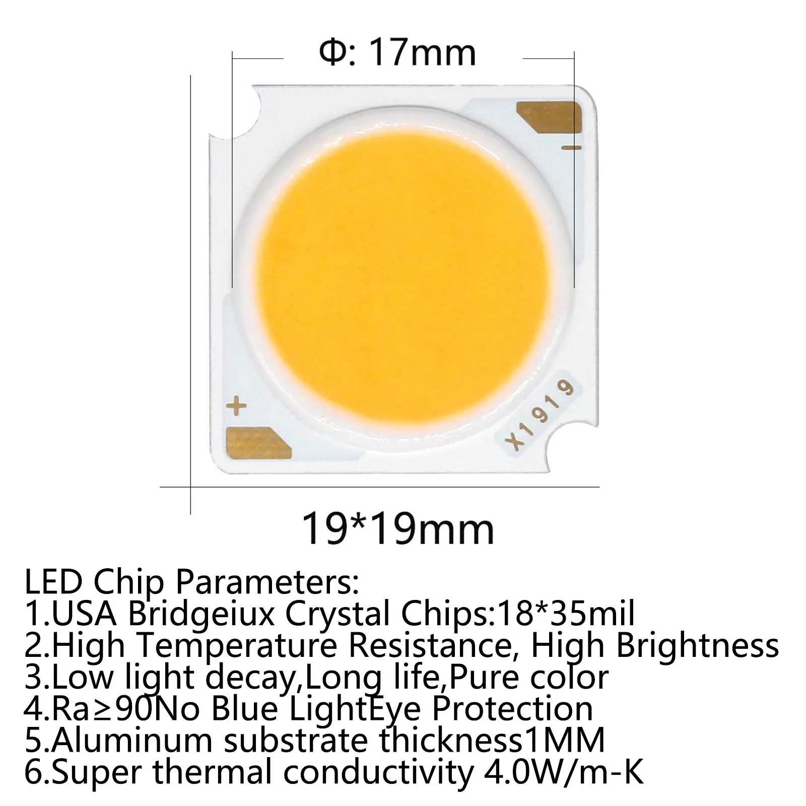 Matrice de puces LED COB Bridgelux 10W 20W 30W 50W DC30-33V, pilote étanche pour ampoule LED, bricolage