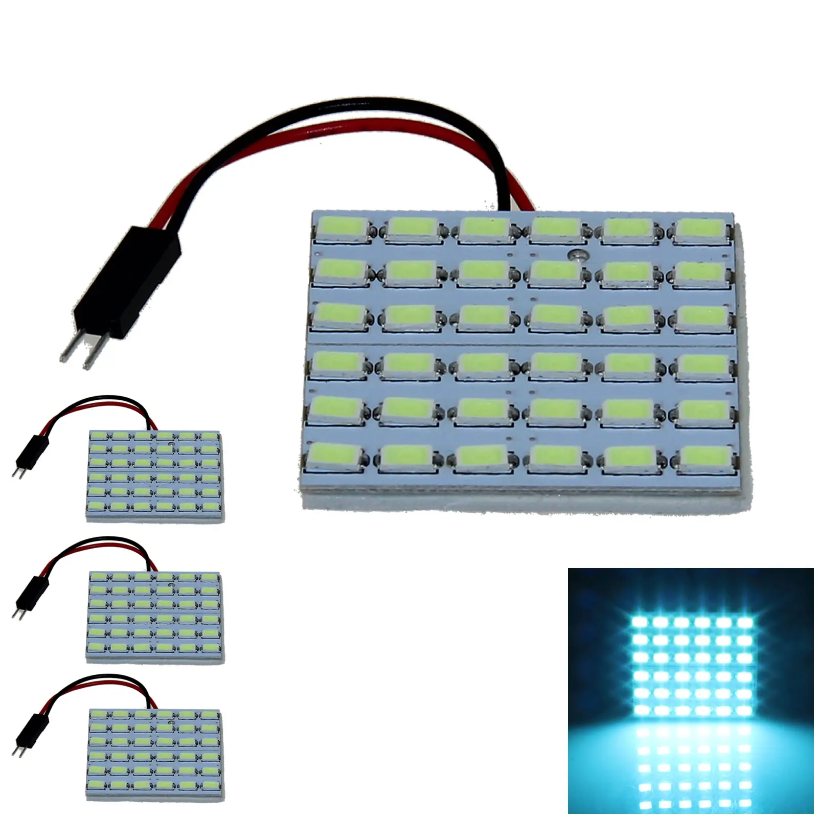 4x Ice Blue AUTO Panel Footwell Lamp Map Light 36 Emitters 5630 SMD LED T10 festoon J207-BB