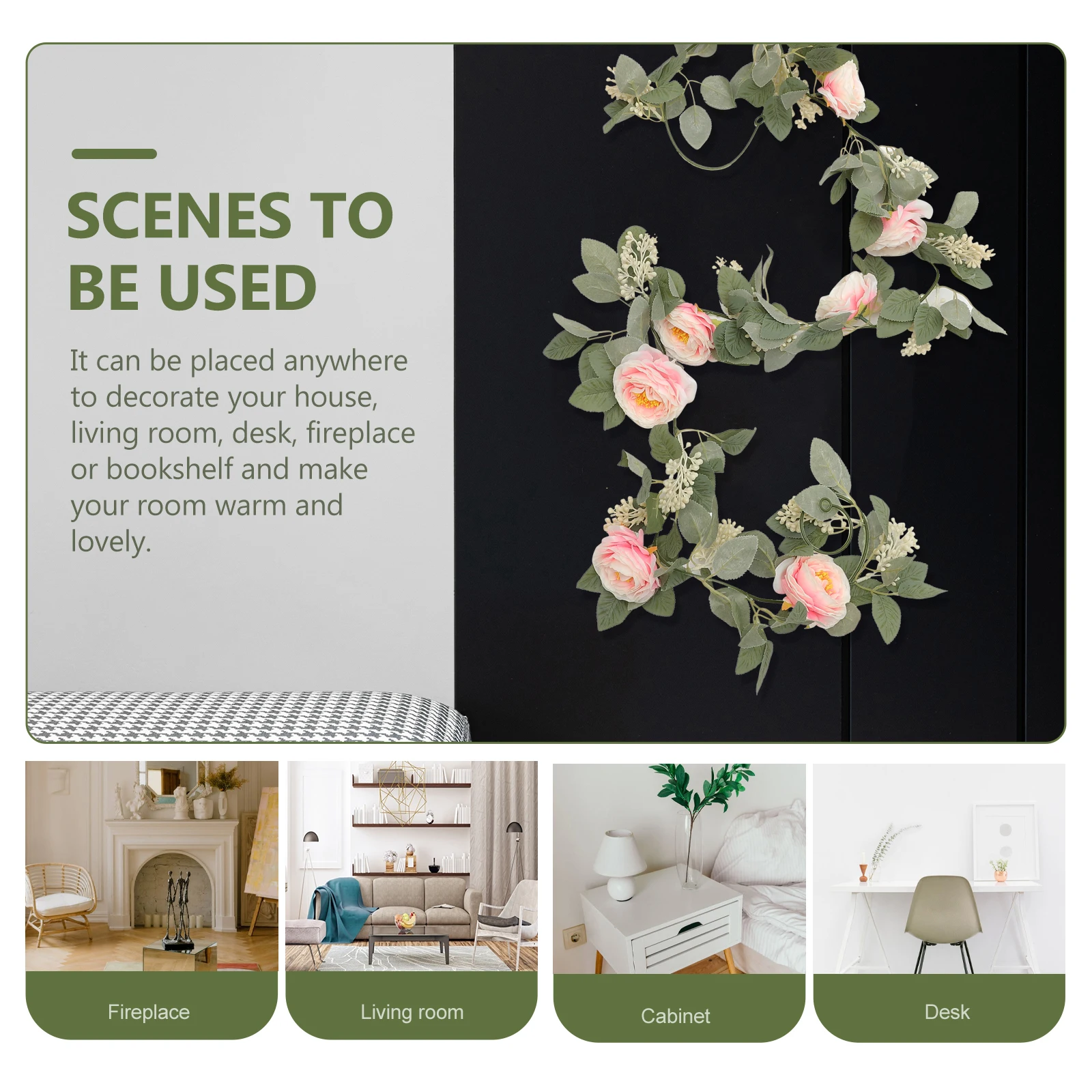 

Artificial Rose Vine Decor Pink Bedroom Wall Floral Decorations PlasticFlowers Christmas Birthday Vines Room