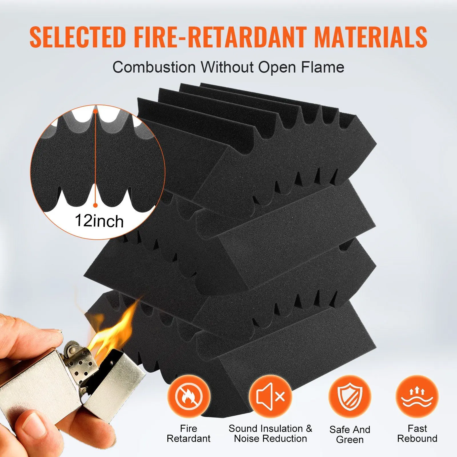 16.5x6.3x12인치 4팩 웨지형 흡음 패널, 다중 반사 소음 흡수를 위한 향상된 표면 질감, 실내용