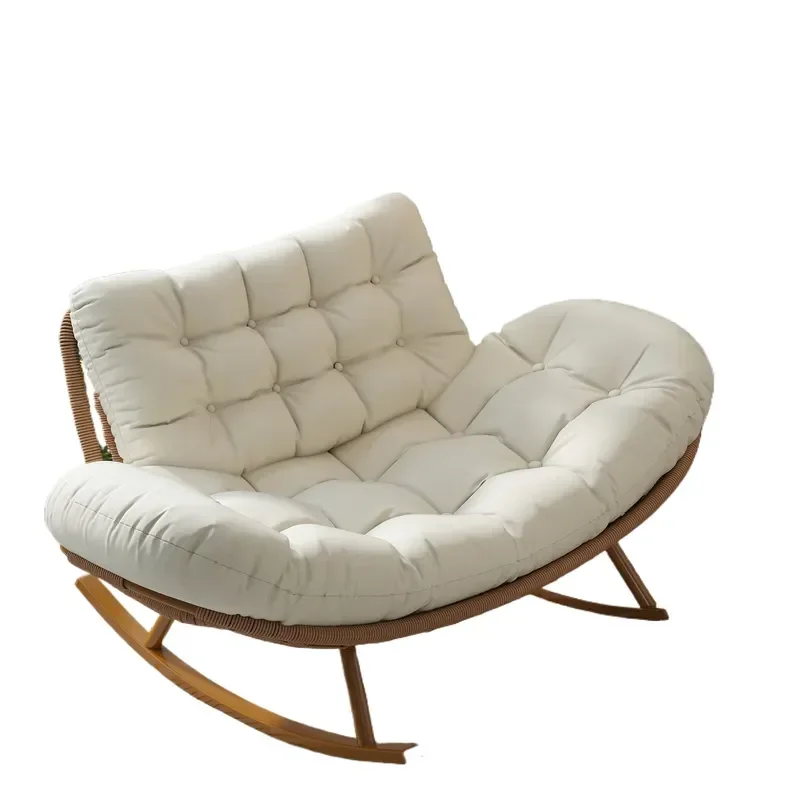 Shell Double Rocking Chair Recliner for Adult Sleeping Patio Living Room Balcony Rattan Outdoor Leisure