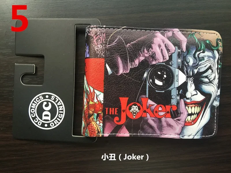 DC Anime Figure The Joker Harley Quinn Short Style Embossed Poly Urethane Wallet Coin Purse Card Bag Unisex Fans Birthday Gifts