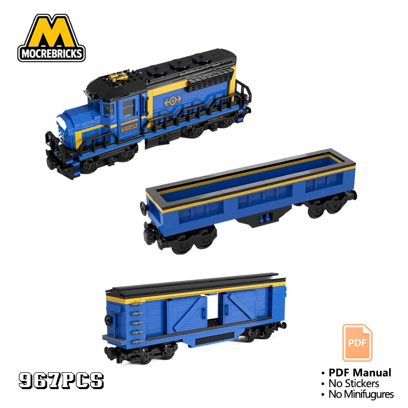 

Railway Cargo Transport MOC Blocks Heavy Haul Gondola & Boxcar Model Night Version Train DIY Bricks Creative Gift for Boys