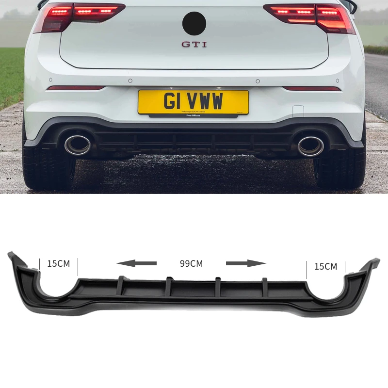 

Body kit ABS black Clubsport style Twin Outer Exit Single Rear Lip Hatchback Spoiler Diffuser For VW Golf 8 MK8 2021 2022 2023