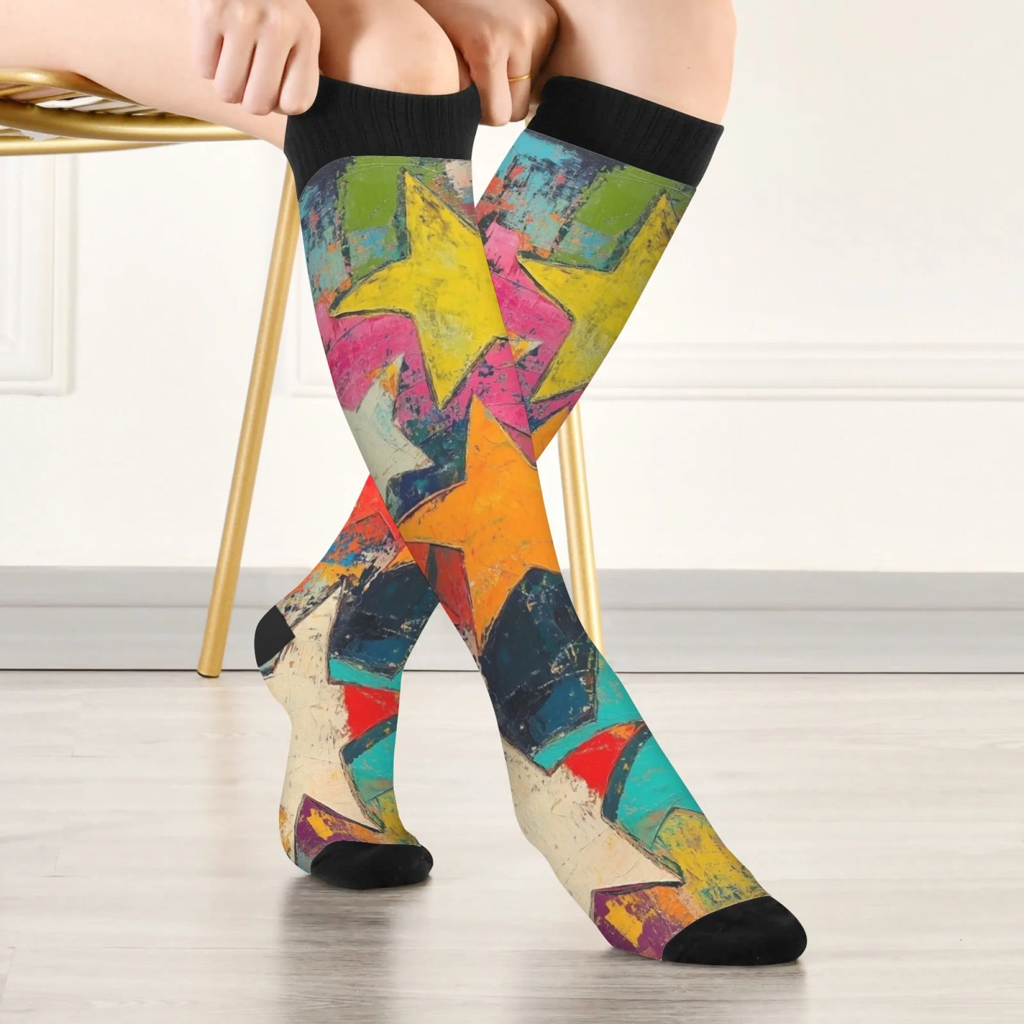 

Rich star themes Socks Comfortable Warm Casual Women's Stockings Harajuku Style Novelty Happy Fashion Compression Socks