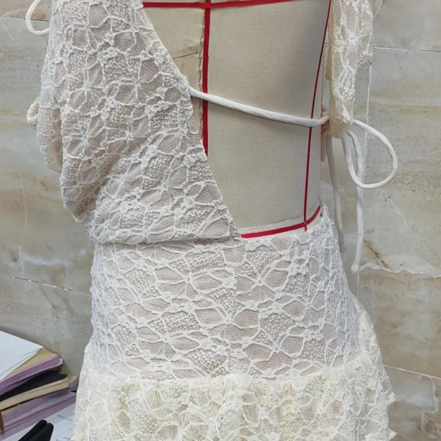 Women's Summer Lace Tierred Soild Color Tank Dress Sleeveless Open Back Halter Neck Tiered Hem Dress