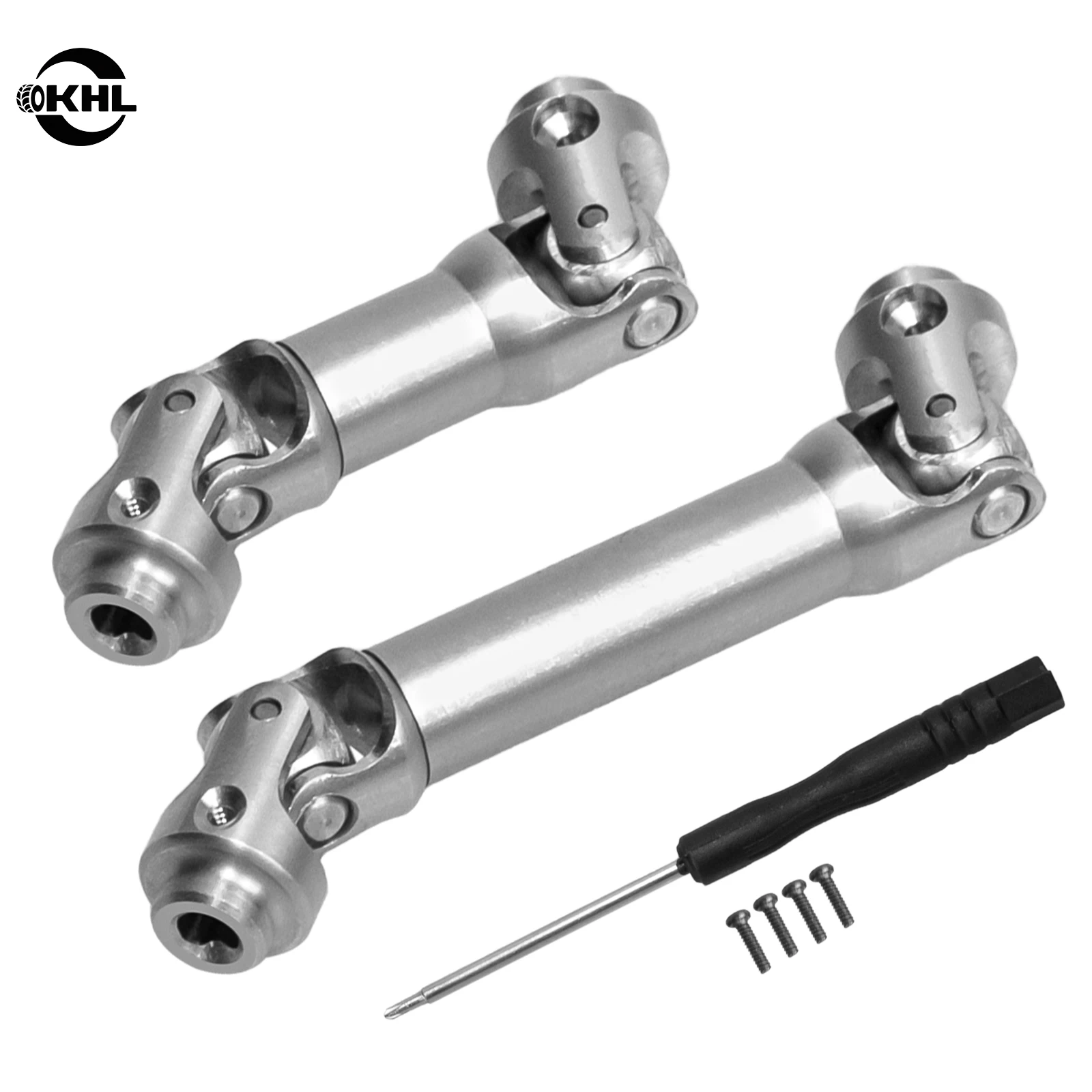 OKHL SCX30 Driveshafts Stainless Steel Telescopic Front Rear for Axial SCX30 1/30 Jeep Wrangler Crawler Center Drive Shaft 2PCS