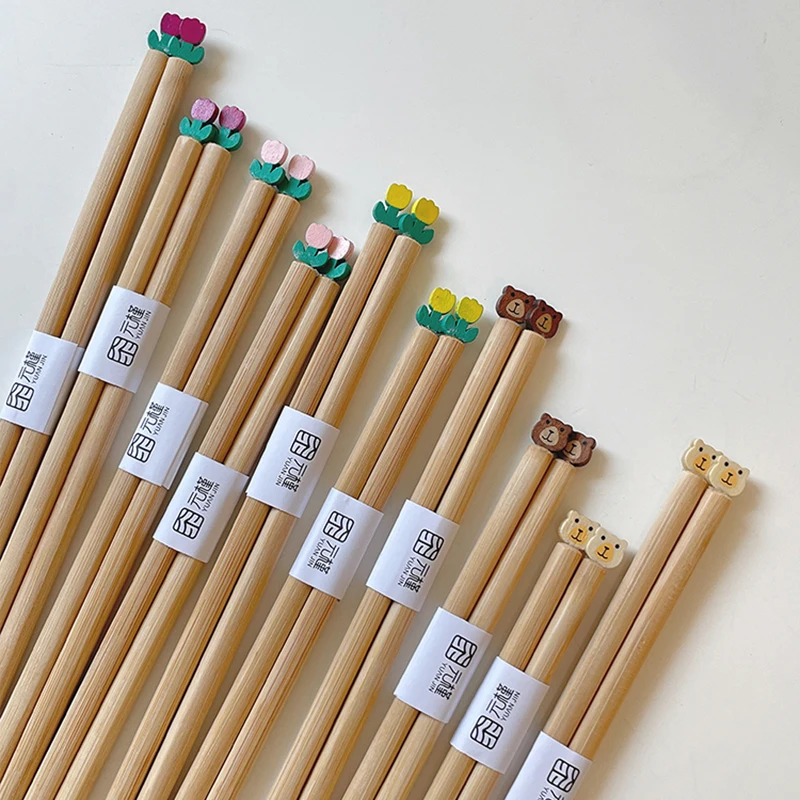 

Cute Flower Bear Chinese Chopsticks Kawaii Japanese Korean Sushi Chopstick For Kids Adult Training Tablewar Kitchen Accessories