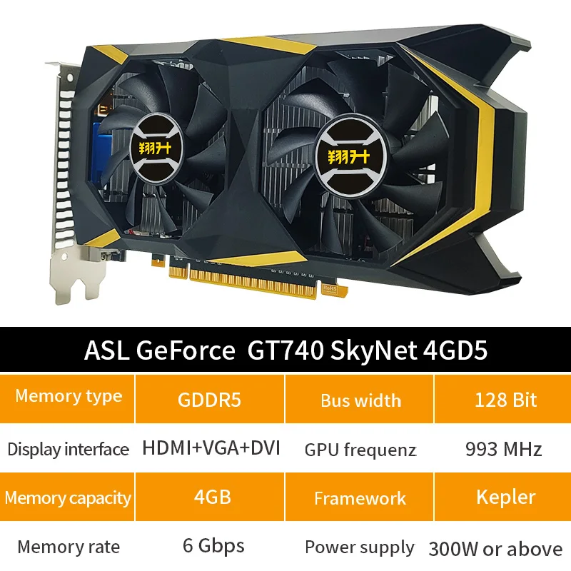 ASL GT 740 Graphics Cards GT740 SKyNet 4GB GDDR5 128Bit PCI-E x16 3.0 GPU NVIDIA Computer PC Gaming Video Graphics Card New