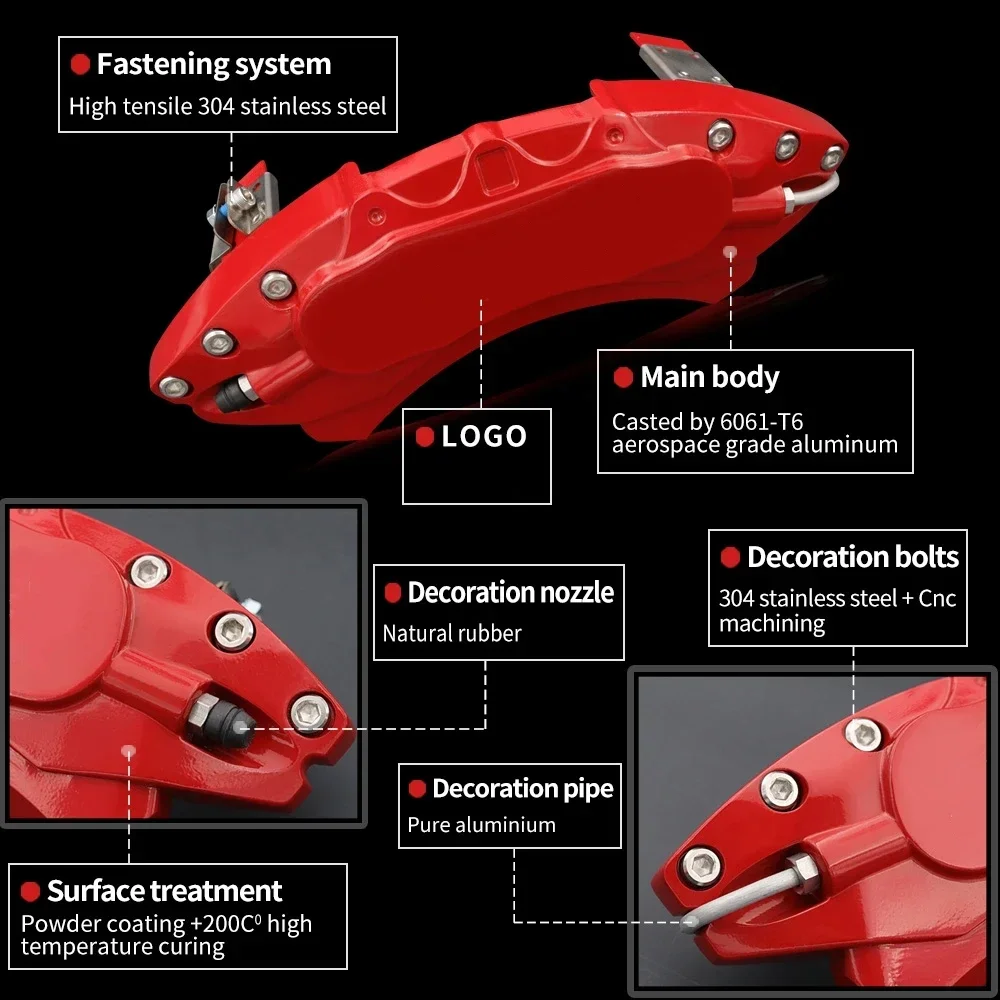 Per LEXUS Car Brake Caliper Cover in lega di alluminio anteriore posteriore esterno Kit Fit ES LS IS CT GS UX NX RZ GX RX LX LM LC RC F SC LFA