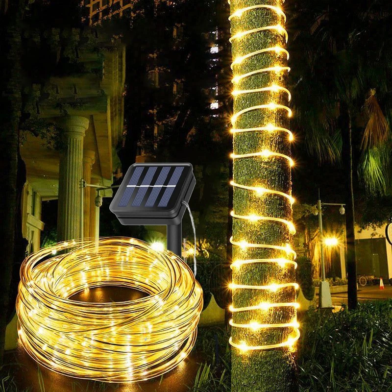 

Outdoor Solar Tube Rope Led Light Garden Christmas Decoration Fairy String Light 200/100/50LED Outdoor Wedding Party Led Lamp