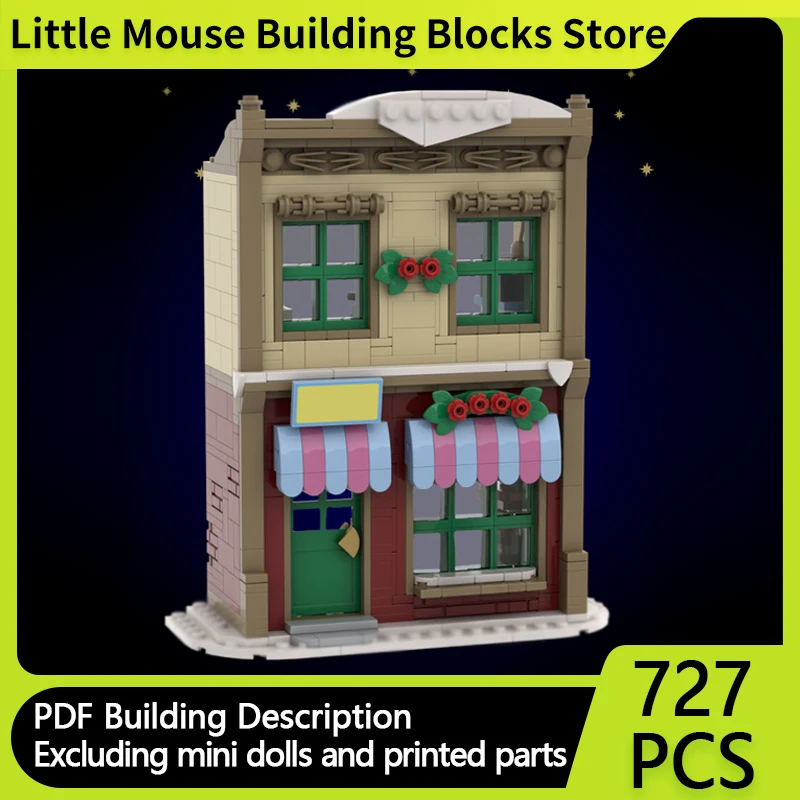 

City Street View Model MOC Building Bricks Winter Village Candy Store Modular Technology Gift Holiday Assemble Children Toy Suit
