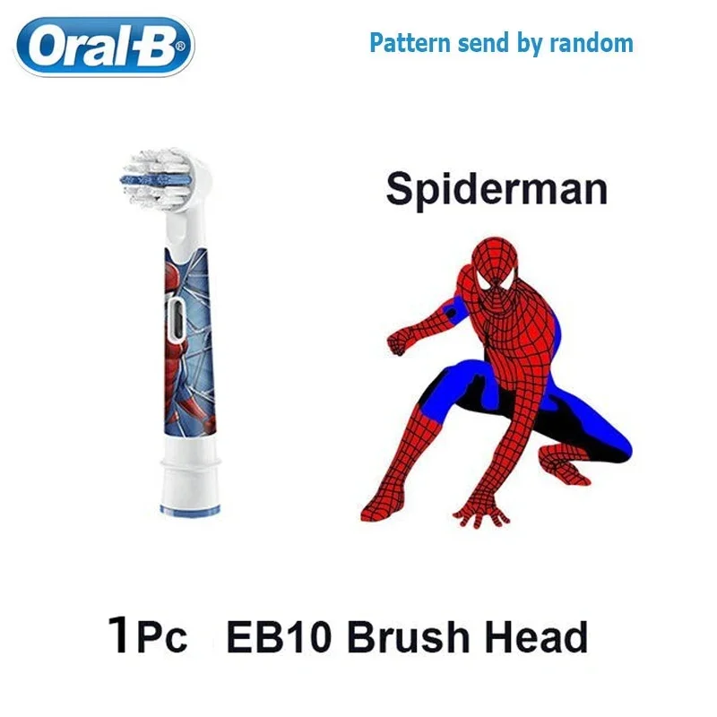 Oral B EB10 elektrische Zahnbürstenköpfe, weiche Borsten, Ersatzbürsten-Nachfüllköpfe, Zahnreinigung für Kinder, gefrorenes Spiderman-Auto